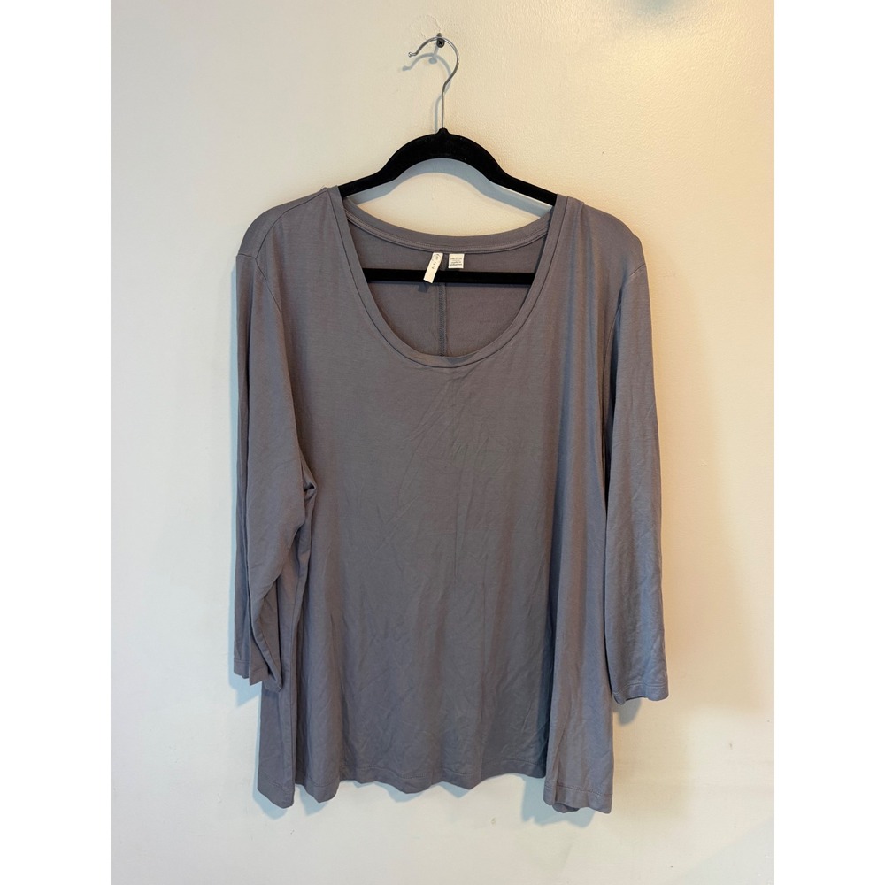 Cato Est 1946 Womens Plus 18/20W Grey Scoop Neck 3/4 Sleeve Knit Top T-Shirt